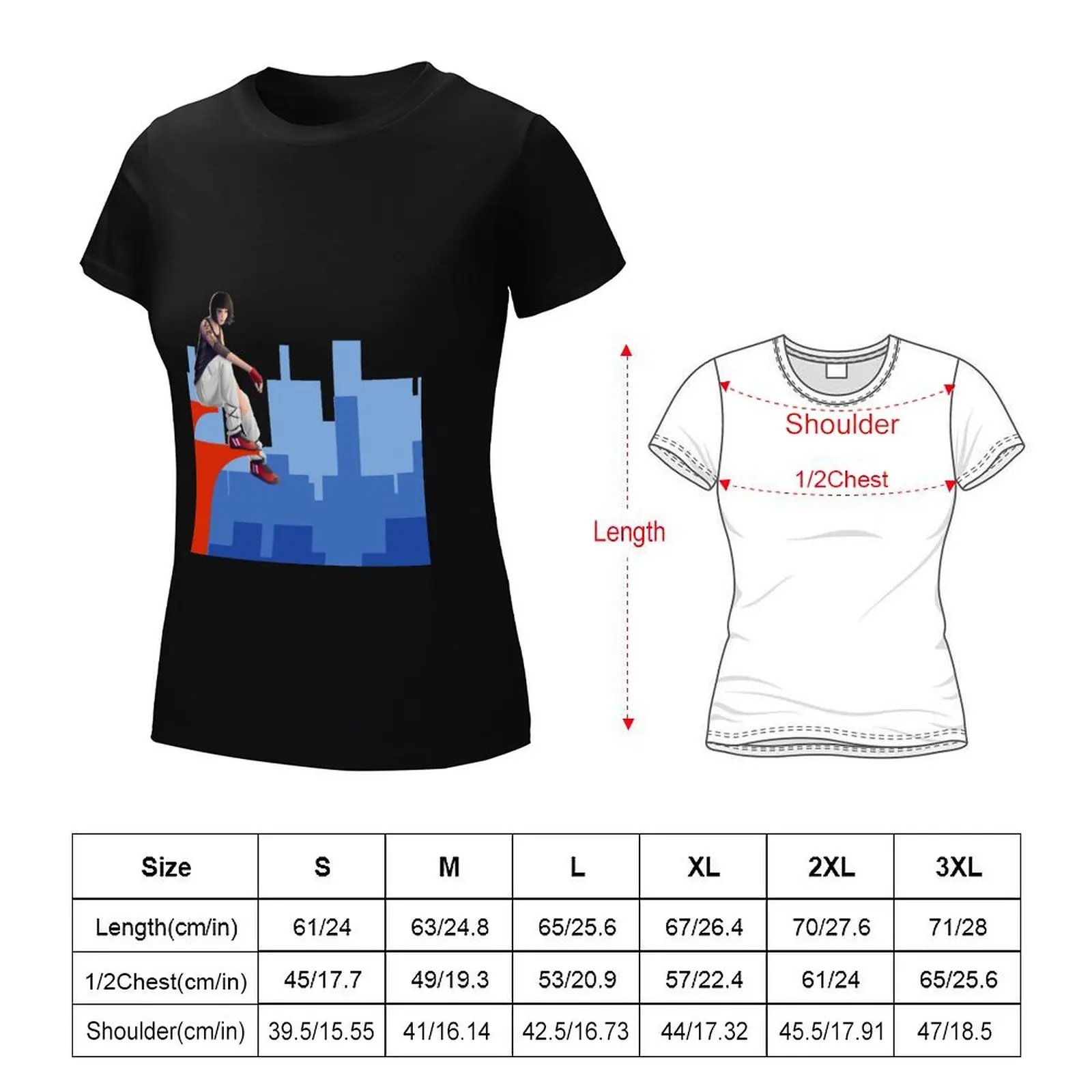 Mirror Edge - The City - High-res Vector Version - Decal (Transparant) T-Shirt Short sleeve tee female Women's tee shirt