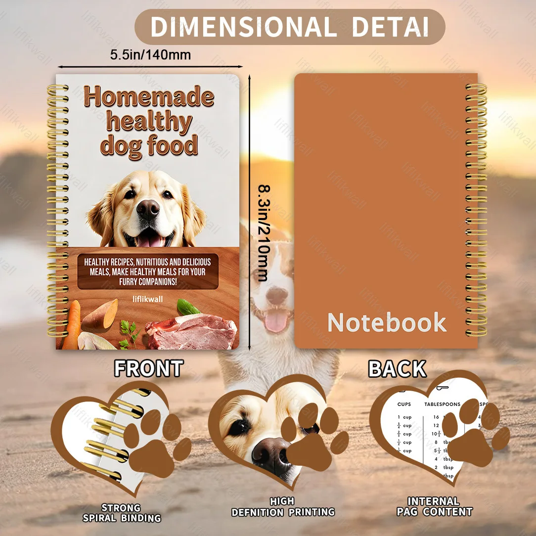 Homemade Healthy Dog Food Recipe Journal DIY Natural Meal Planner Nutrition Tracker Pet Feeding Logbook Treat Notebook for Owner