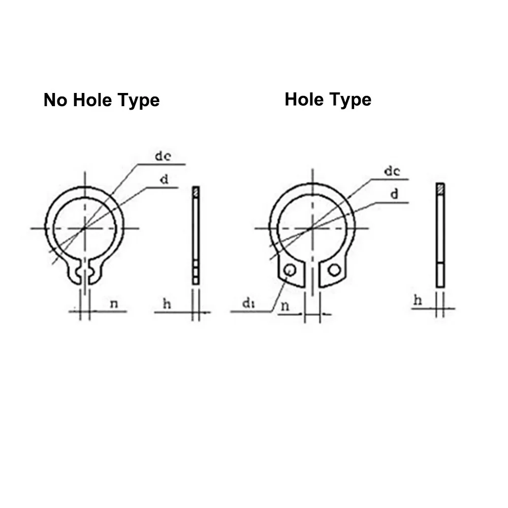 M3-M150 C Type External Circlip Retaining Rings For Shaft 304 Stainless Steel Circlip Snap Rings