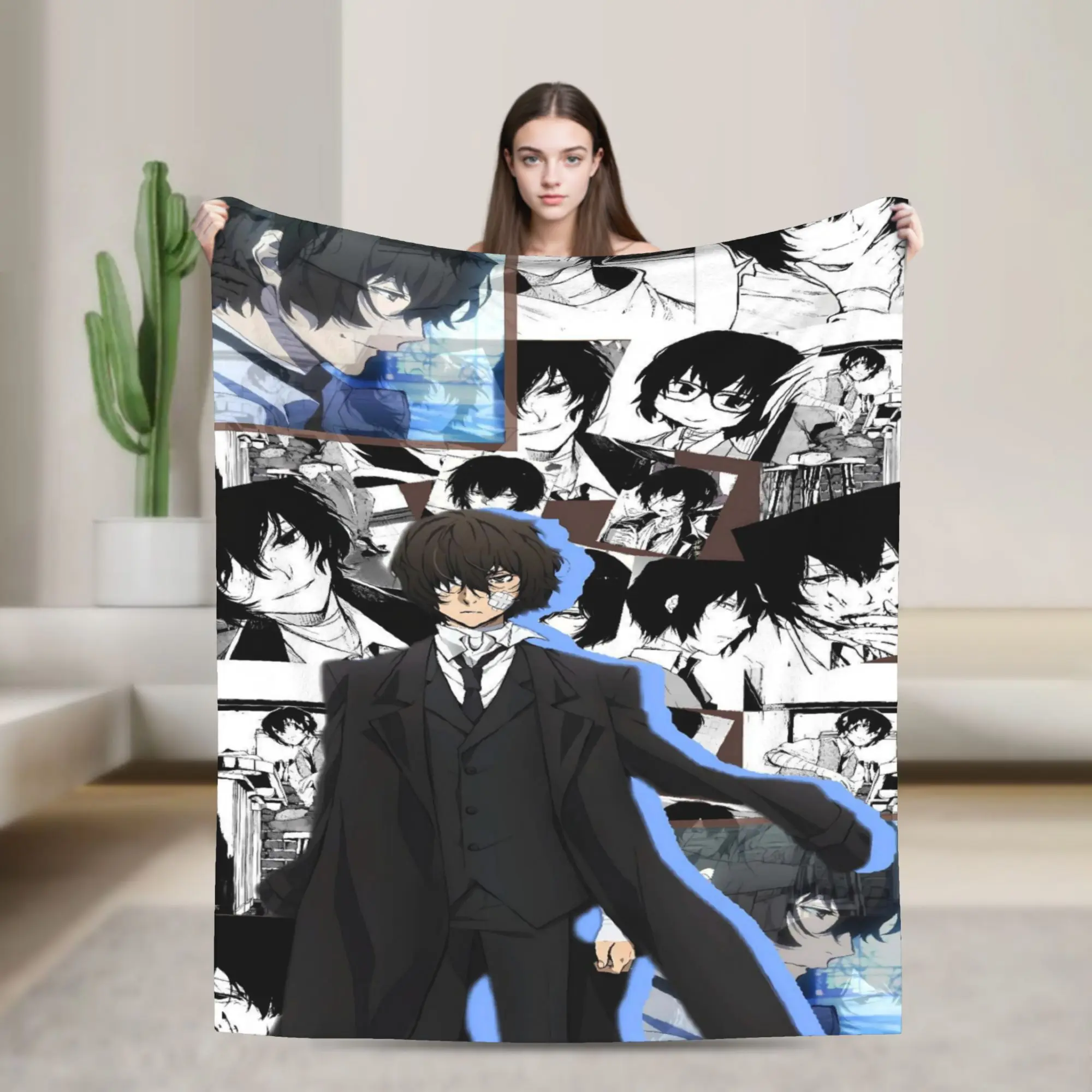 Dazai Bungo Stray Dogs Blanket Quality Super Warm  Throw Blanket Winter Decorative Couch Chair Sofa Bed Novelty Bedspread