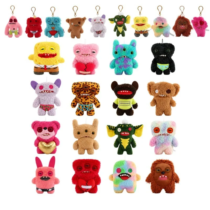12cm FUGGLER Big Teeth Cute Tooth Monster Doll Yabao Ugly Cute Tooth Monster Doll Plush Keychain Doll Pendant
