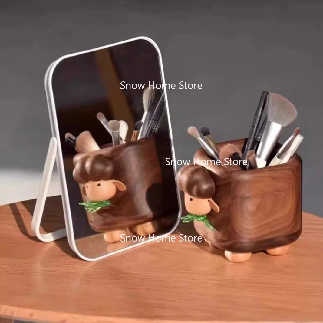 Black Walnut Office Pen Holder Gift Lamb Creative Pen Holder Cosmetics Remote Control Storage Box