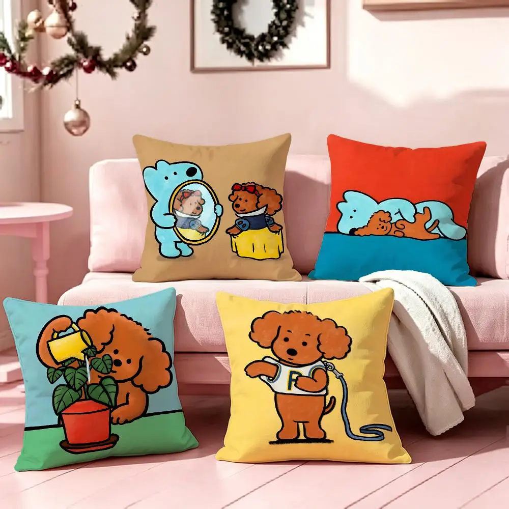 Pattern brown poodleS Cushion Cover Pillow Short Plush Pillow Cute Simple Style For Living Room Bedroom Birthday Gift