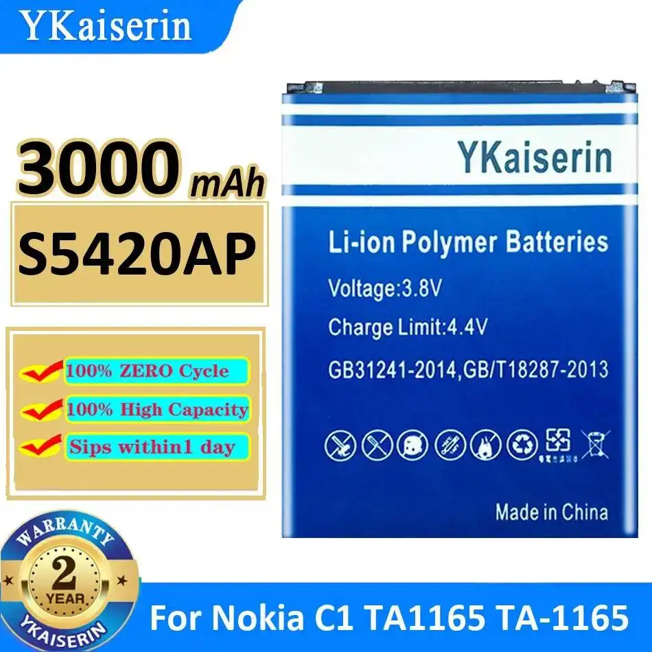 for Smart Phone Battery High Performance For Nokia C1 TA1165 TA-1165 S5420AP 3000mAh Long-Lasting