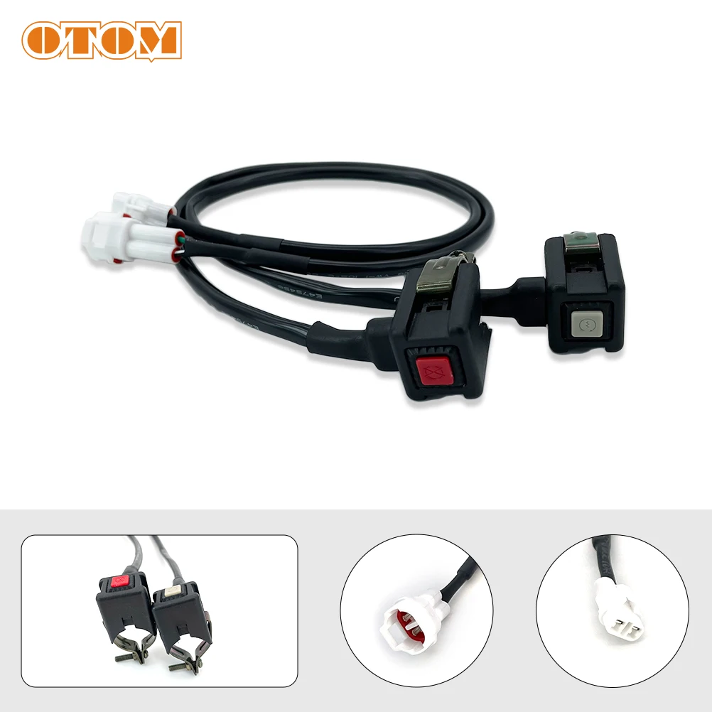 OTOM Universal Motorcycle Engine Starter And Kill Switch Motorbike Accessories Light ON OFF Button ATV Bike Two Core Wire