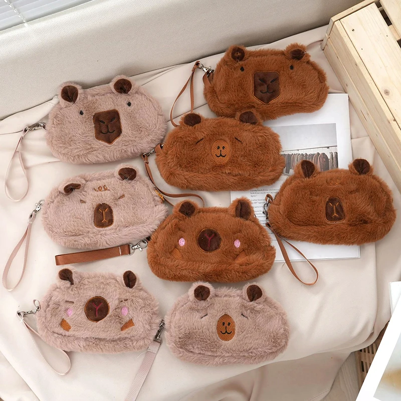 Плюшевый пенал капибара, большая емкость, органайзер для канцелярских принадлежностей Капибара, сумка для ручек, портативная косметичка, сумка для хранения различных вещей