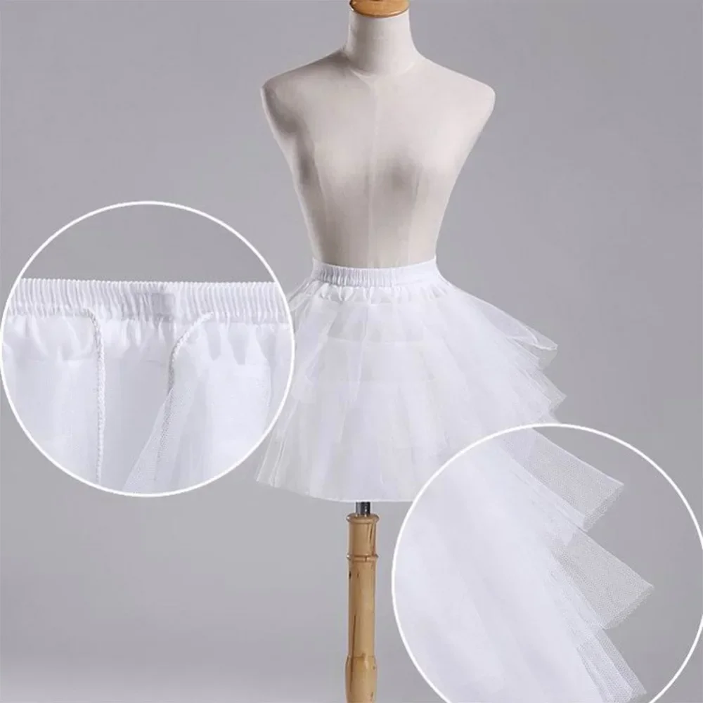 3 Layers Hoopless Three Net White A-Line Flower Girl Dress Crinoline for Wedding Party Underskirt