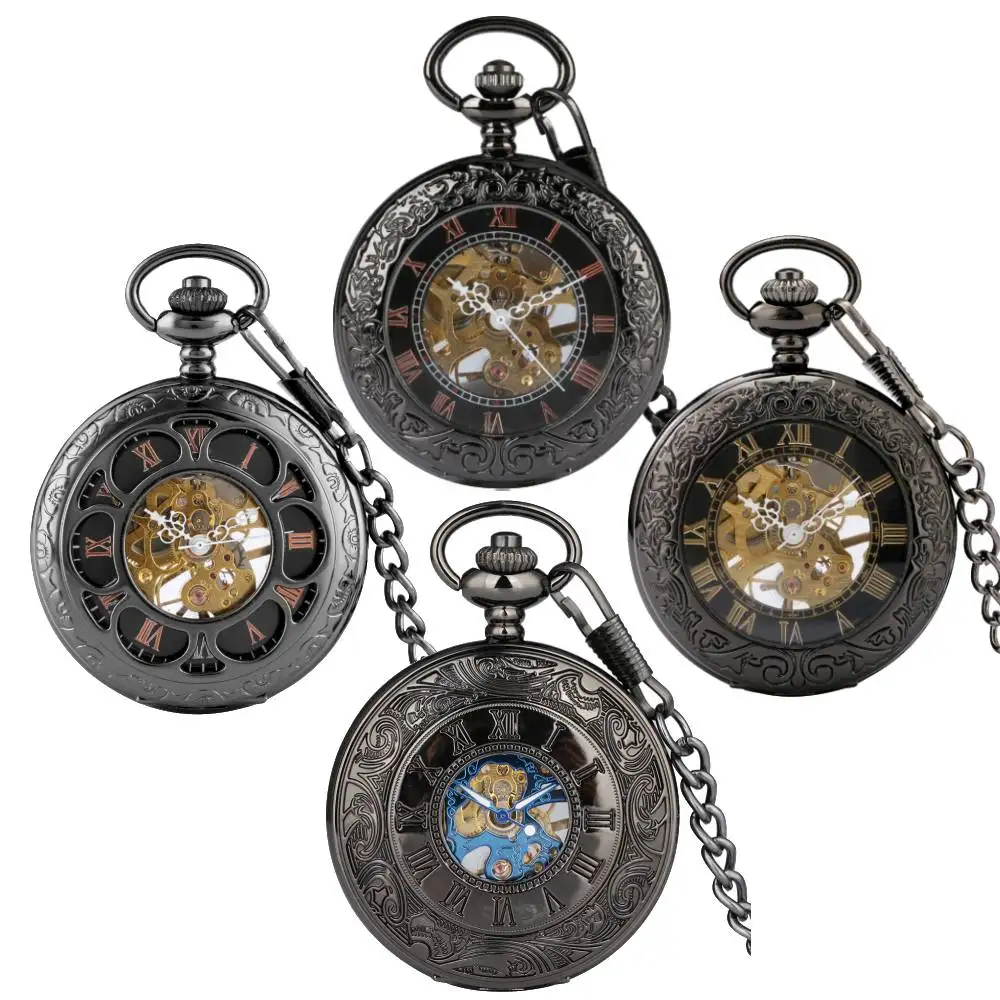 multiple-styles-black-vintage-mechanical-hand-winding-pocket-watch-roman-numeral-dial-pendant-clock-with-chain-retro-men-gift