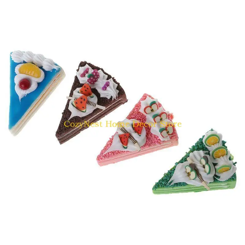 92MF Realistic Artificial for Triangle Cake Assorted Fake Cakes Model Photography