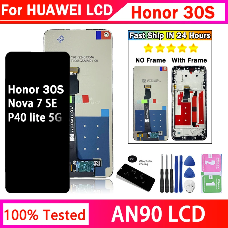 High Qualitay CDY-AN90 NX9A AN00 LCD For HUAWEI P40 Lite 5G With Frame Display Screen For Honor 30S Screen Nova 7 SE LCD Screen