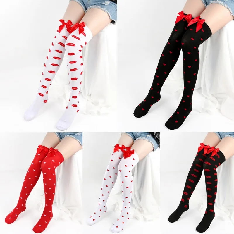 Love-loving Lovers Save Money on Stockings for Date Parties Knee-length Stockings with Cute Bows Long Stockings with Pretty Bows