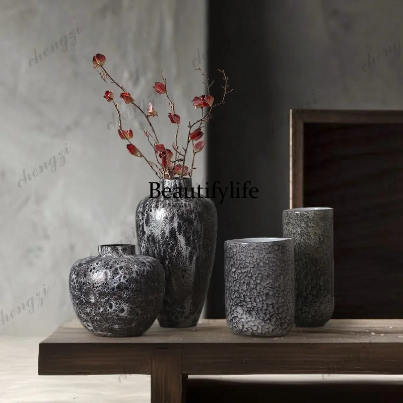 New Chinese style old plum blossom flower arrangement glass vase ornament exhibition sales office soft decoration flower ware
