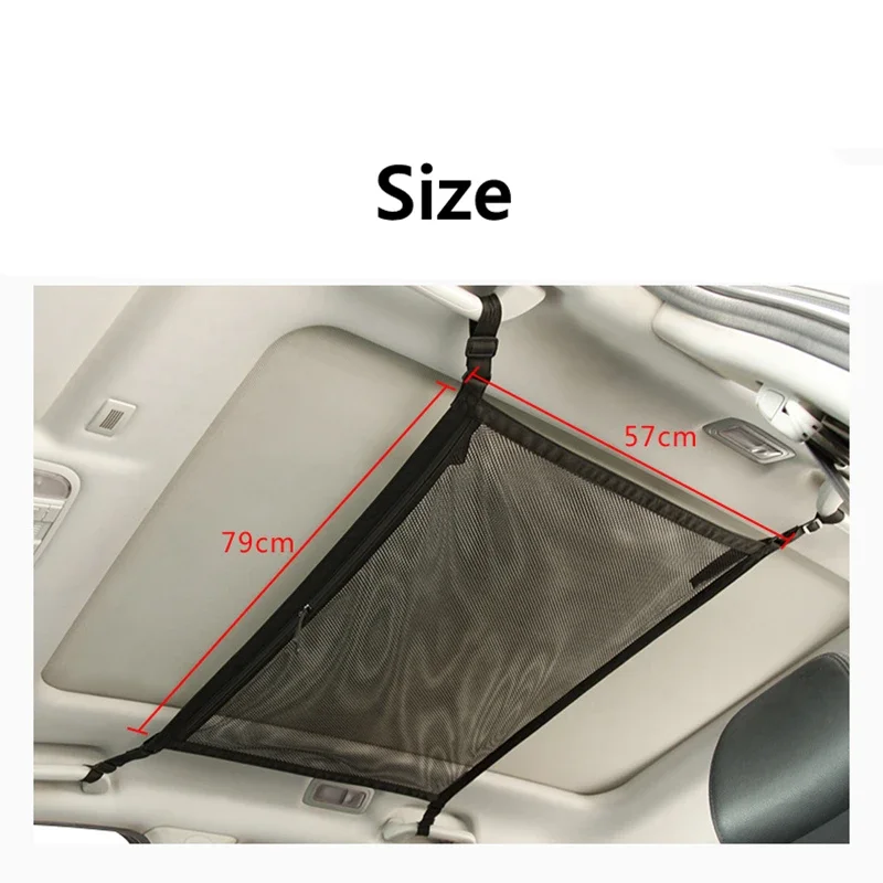 SUV Car Ceiling Storage Net Pocket Car Roof Bag Interior Cargo Net Breathable Mesh Bag Auto Stowing Tidying Interior Accessories