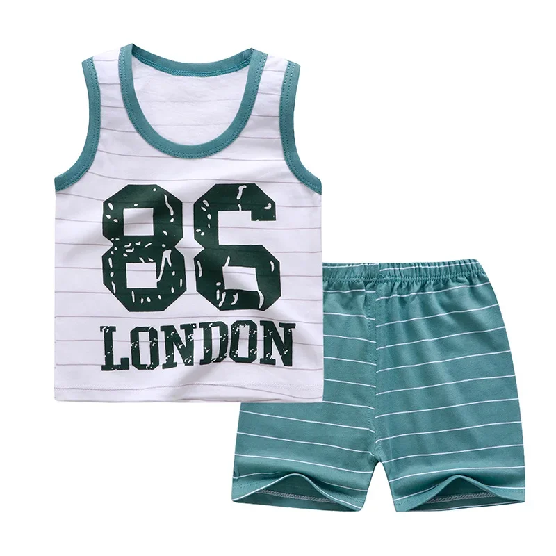 Baby Boy Casual Tracksuit Pure Cotton Summer Clothing T-shirt + Pants Sports Outfit