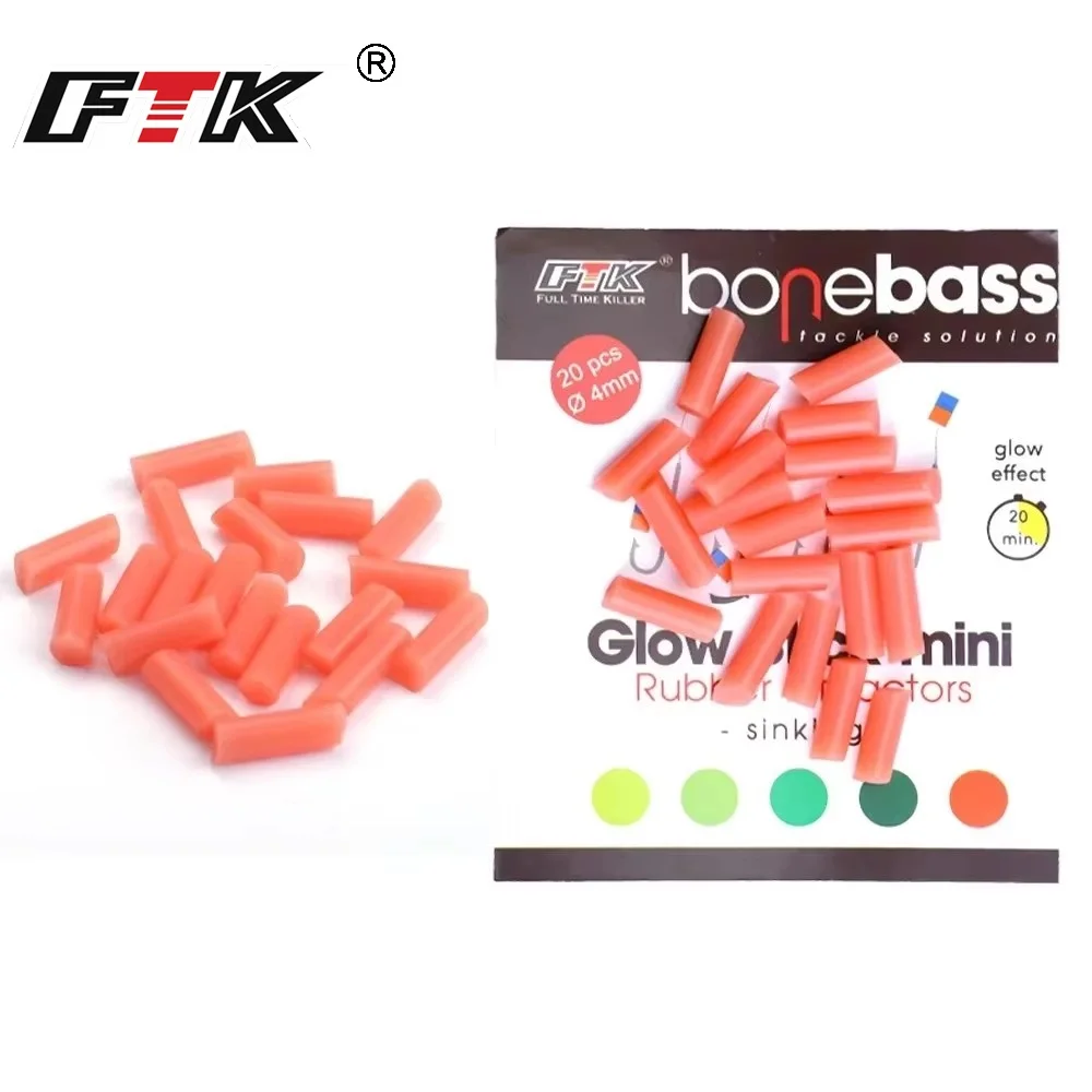 FTK 20pcs Anti Tangle Sleeves Sink Rubber Tube Hook Tip Connect Luminous Fishing Lure Accessory