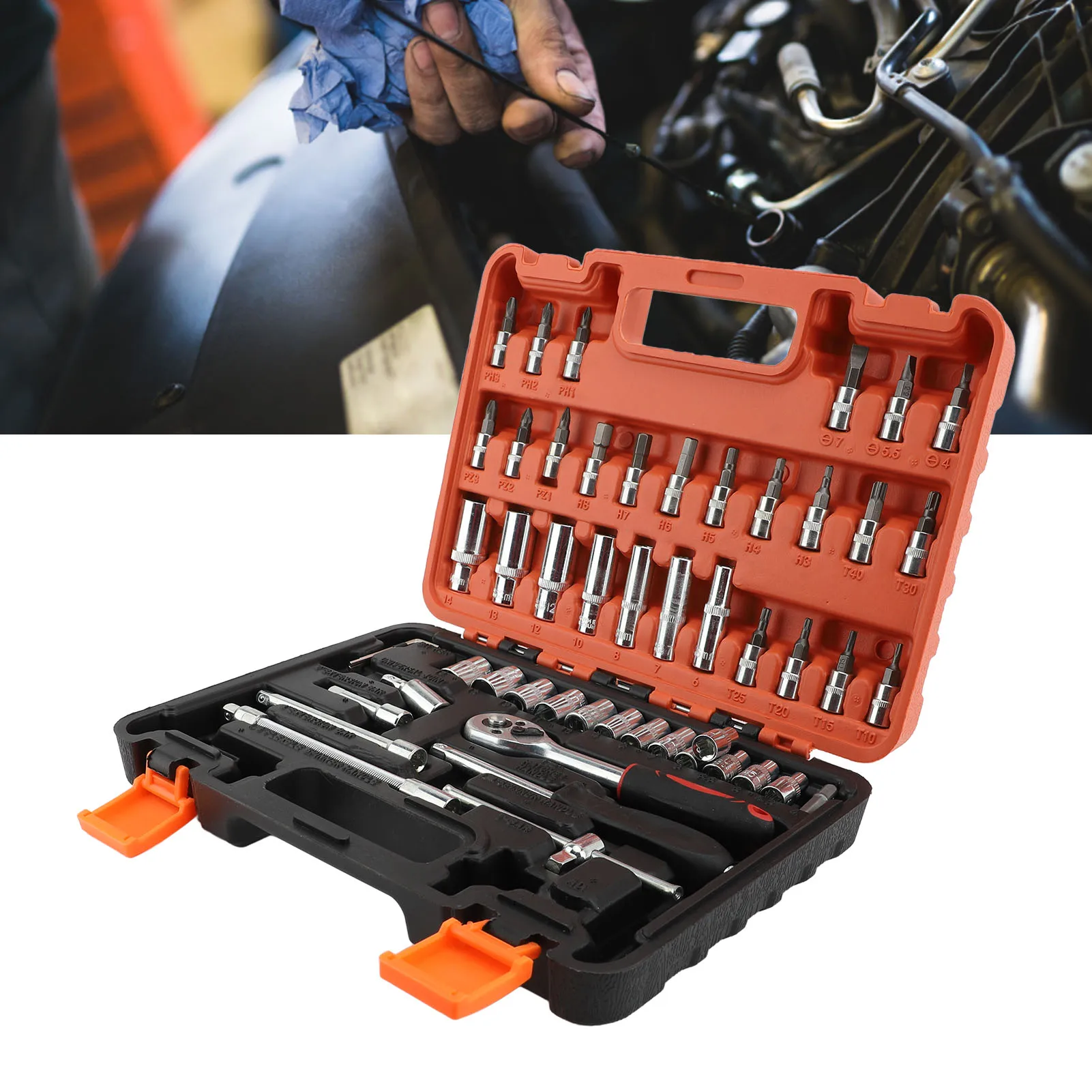 

Socket Wrench Repair Tool Resistant Automotive Socket Wrench Set Double Sided Ratchets Industrial Grade for Auto Repair