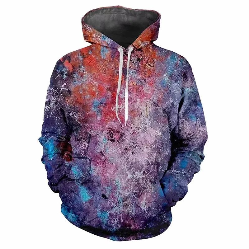 Novel Printed Pigment Pattern men's Hoodie Casual Long Sleeved Oversized Design Hoodies Street Minimalist men's Sportswear