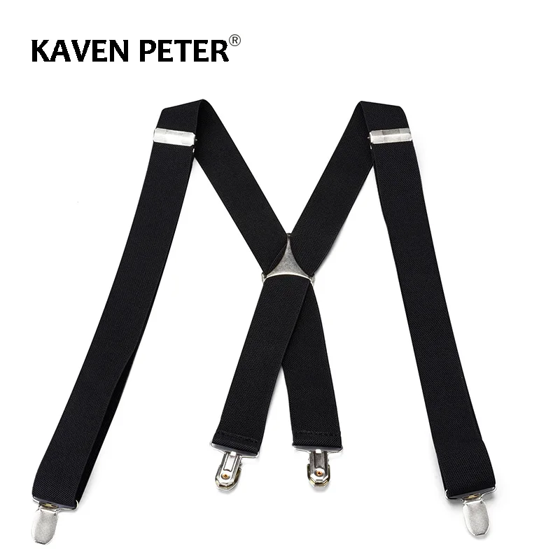 Suspender Pria Mode Suspender Hitam Elastis Tali Lebar 3.5 CM Dapat Disesuaikan untuk Celana Panjang Pernikahan Setelan Rok Aksesori