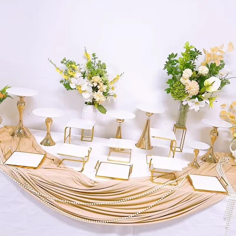 Luxury acrylic gold ceramic dessert display stand, cake base, pastry tray, suitable for weddings and birthdays