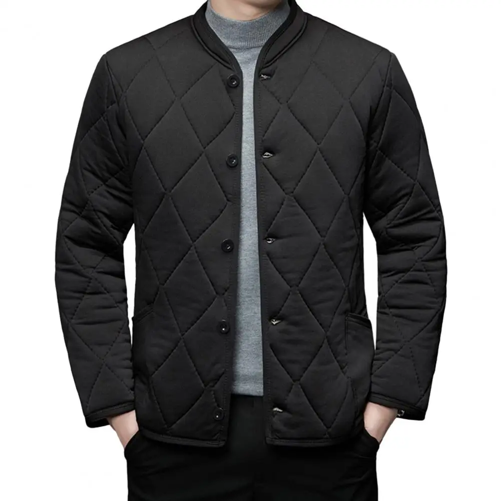 Autumn Winter Men Quilt Cotton Jacket Quilted Padded Thickened Coat Lamb Fleece Plush Overcoat Pockets Male Outwear Men Clothes