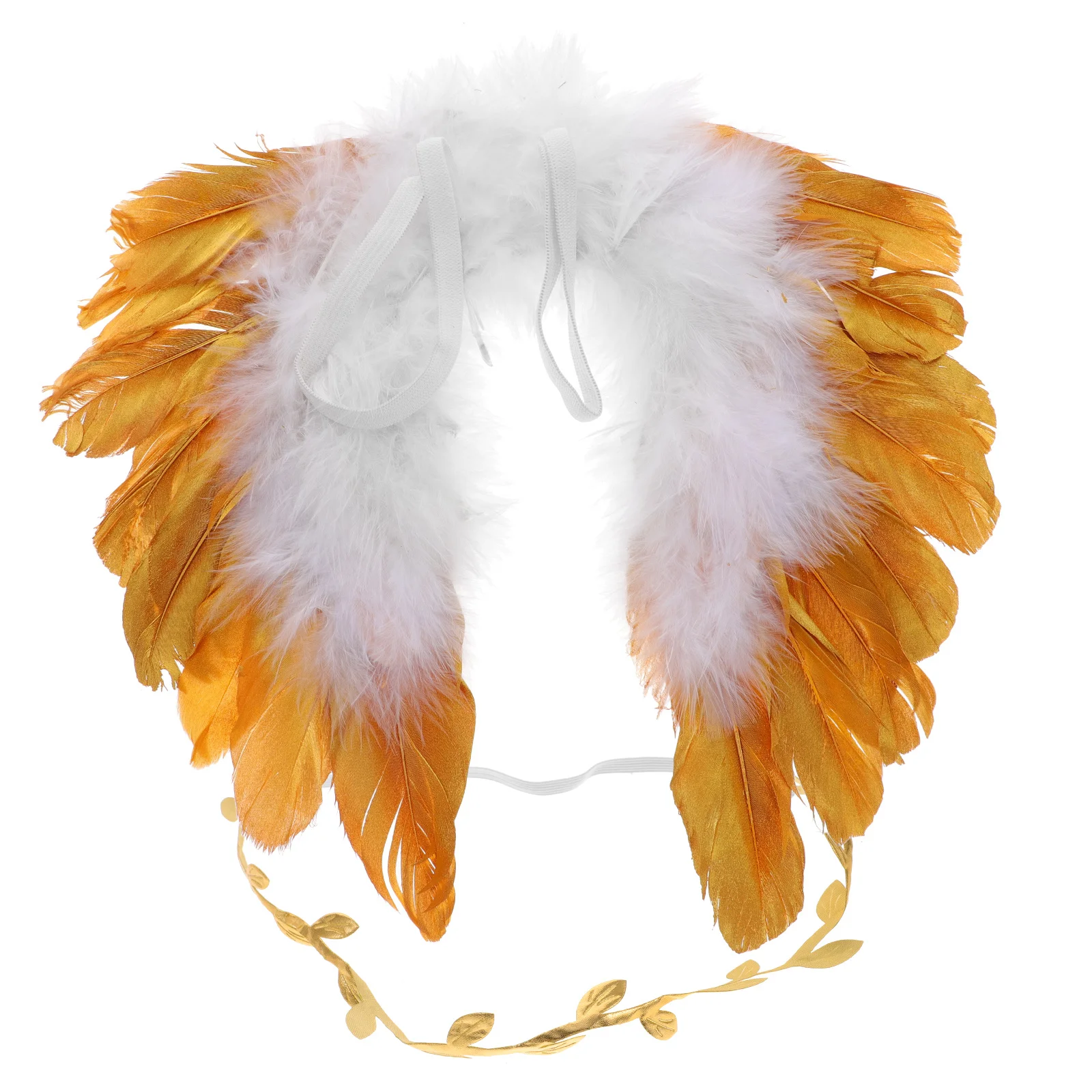 

1 set 1 Set Plume Angel Golden Leaves Headband Kids Fairy Wing Decor Baby Costume Party Gift Wing Photo Props Children Cosplay