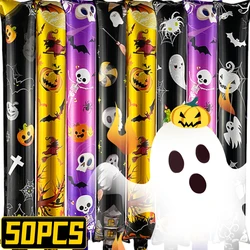 50/10PCS Halloween Balloons Inflatable Sticks Skeleton Pumpkin Spider Aluminum Film Handheld Balloon Party Horror Decor Kids Toy