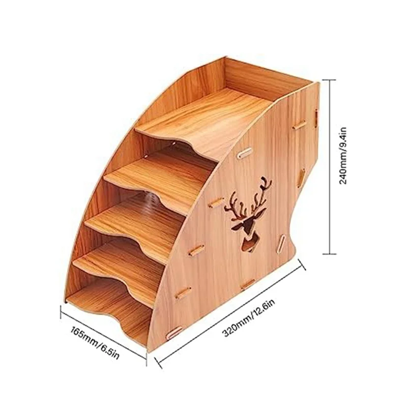 Wooden Invoice Bill Storage Rack Desktop Paper Organizer File Holder Document Letter Sorter Tray Mail Rack