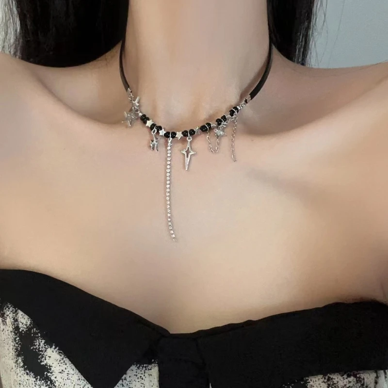 Multilayered  Pendant Necklace Fashionable  Choker Neck Jewelry Alloy Material Party Accessories for Girls Teens