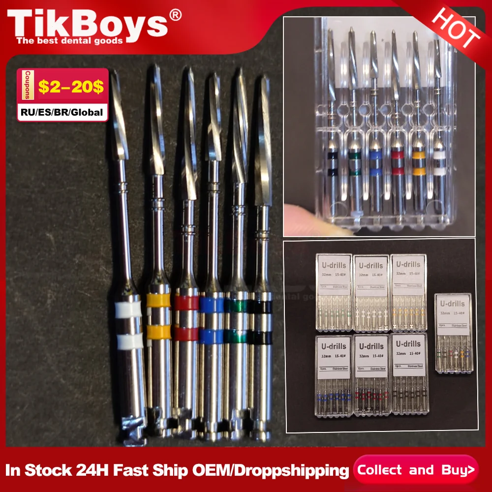 6Pcs/Box Dental Gates Drill Peeso Reamers Glidden Rotary Engine Use Endodontic 28mm/32mm Fiber Post Drills Endo Files U-Drill