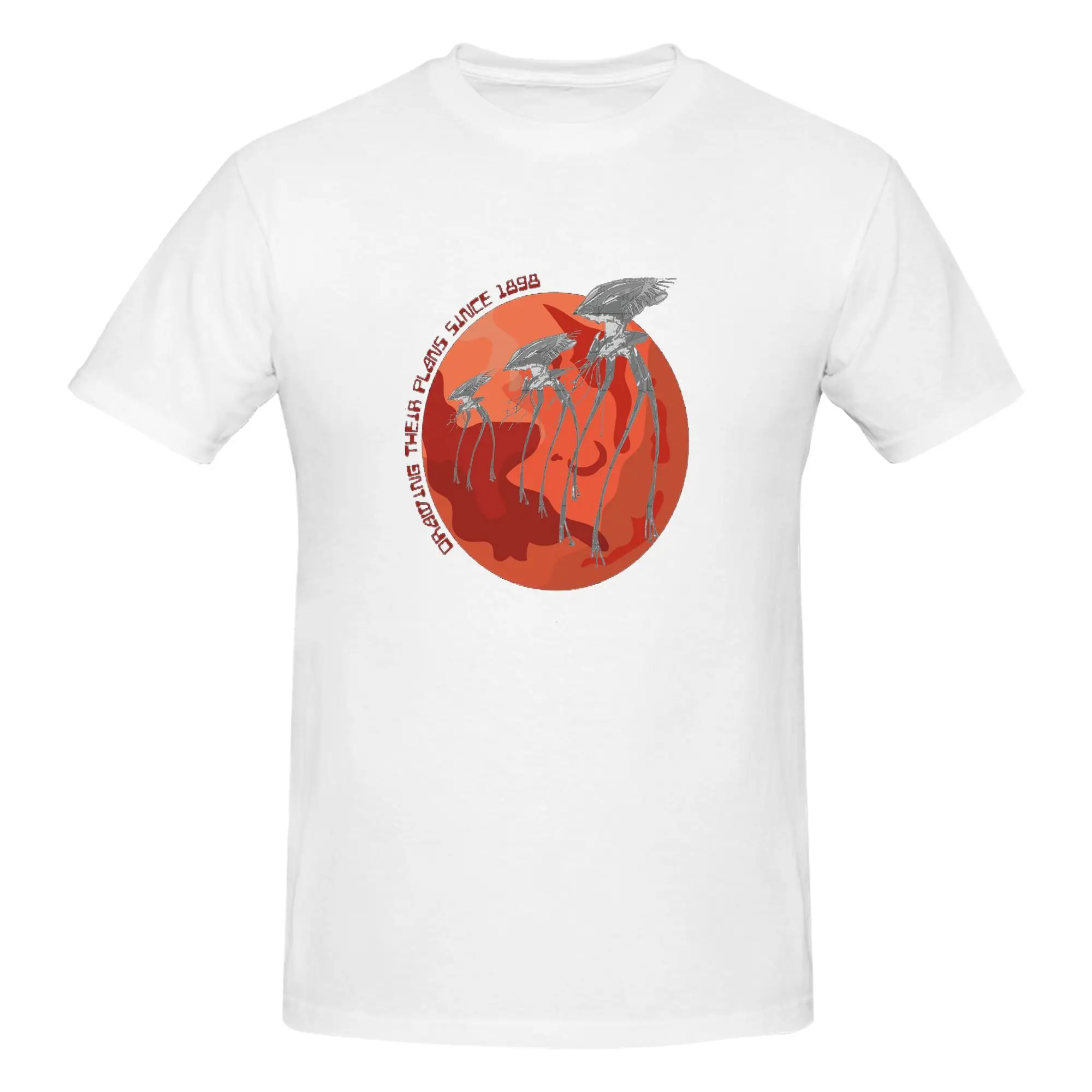 War of the Worlds Drawing Their Plans Since 1898 Men T-Shirt Double Sided Oversized T Shirts Men's Cotton Tees Short Summer Male