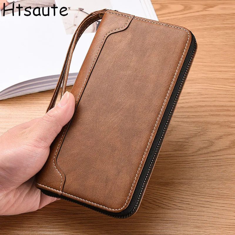 

New Men Wallets PU Leather Long Section Bag Male Purse With Coin Pocket Card Holder Brand Trifold Wallet Men Clutch Money Bag