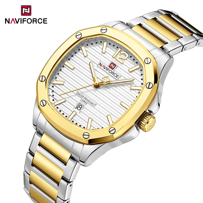 

NAVIFORCE Роскошные мужские часы Модные спортивные наручные часы Мужские кварцевые водонепроницаемые стальные ремешки Деловые часы Мужские Relogio Masculino