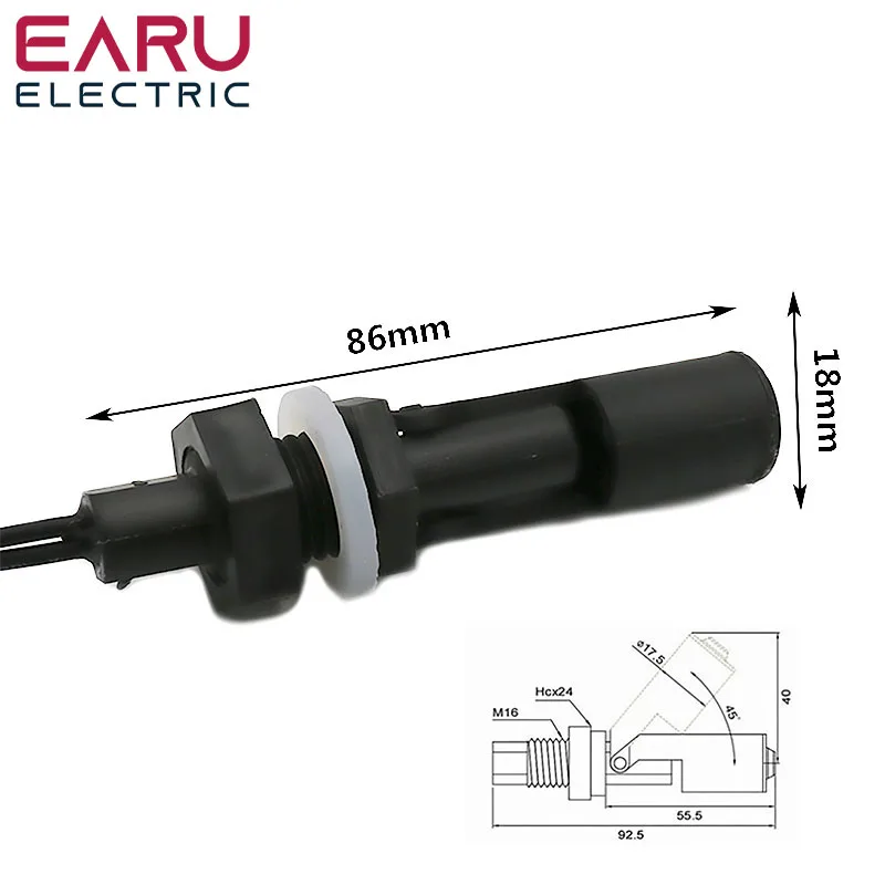 Interruptor de Sensor de flotación Horizontal, controlador de Sensor de nivel de agua líquida de montaje lateral, interruptor de bomba de agua