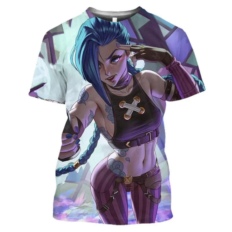 Arcane Jinx Men's and Women's T-shirts, Short Sleeves, Casual Streetwear, 3D University T-shirts, Harajuku Breathing T-shirts
