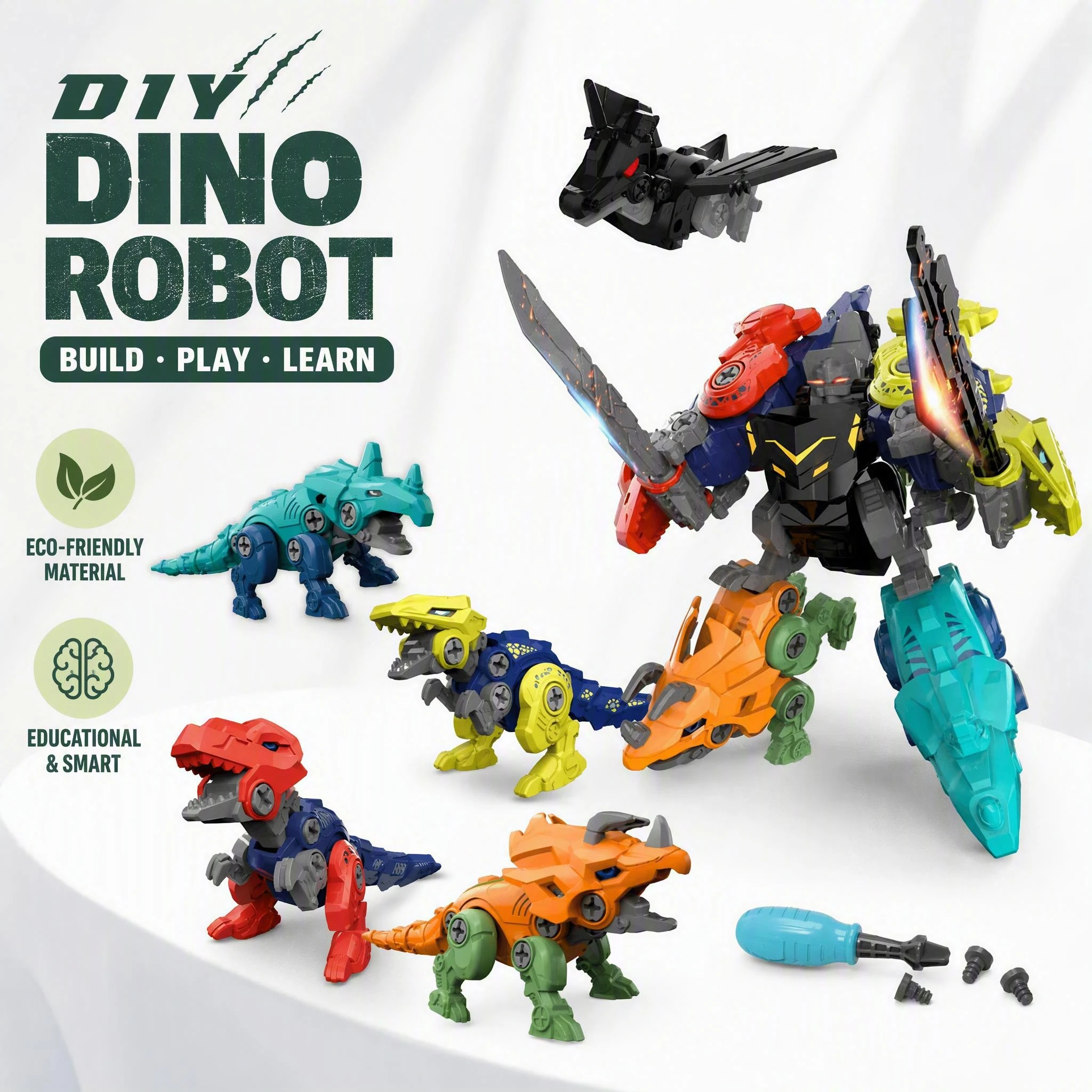 Model Kit Dinosaur Bandai - 5 em 1 crianças montagem dinossauro