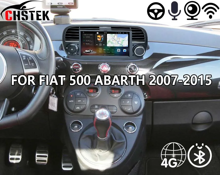 Car Wireless Carplay For Fiat 500 Abarth 2007-2015 Radio 4G GPS WIFI Android System Handsfree Swap Navigation Bluetooth Stereo