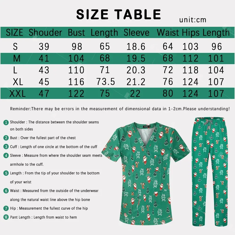 Cartoon Tanden Print Medische Scrubs Set Verpleegkundige Verpleging Unisex Scrub Uniform Korte Mouw V-Hals Tops Broek Met 3 Zakken