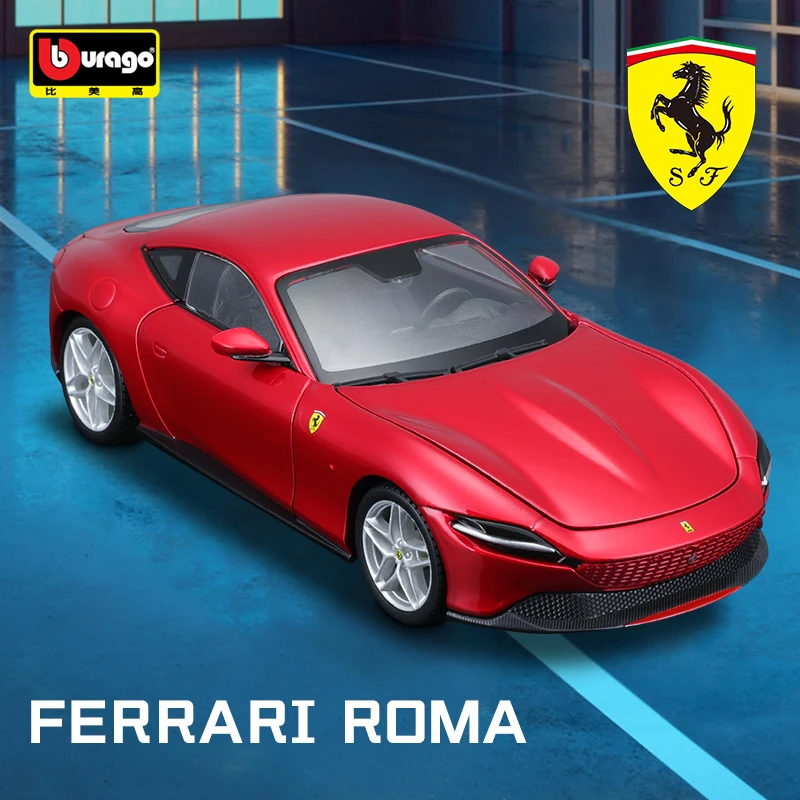 Bburago-vehículo de lujo de Ferrari ROMA, escala 1:24, coche fundido a presión, colección de juguetes, regalo