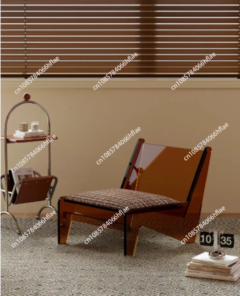 Retro Grid Cushion Acrylic Chair & Stool, Custom Sizes Optional Colors Acrylic Leather Sofa Support Wholesale Furniture