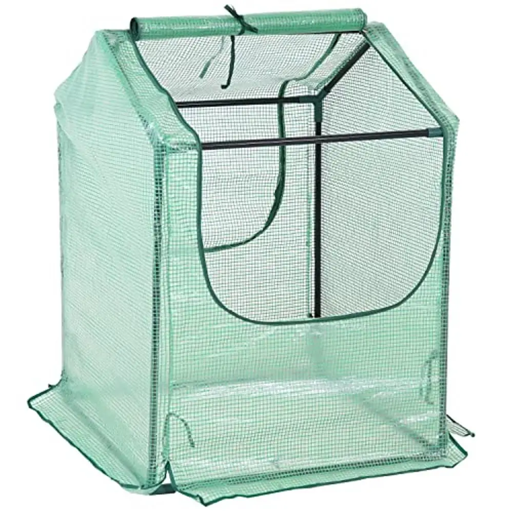 

Portable Greenhouse Tent with Steel Tube Frame & 2 Zippered Side Doors Ideal Plant Protection & Nurture Environment 2' x 2'