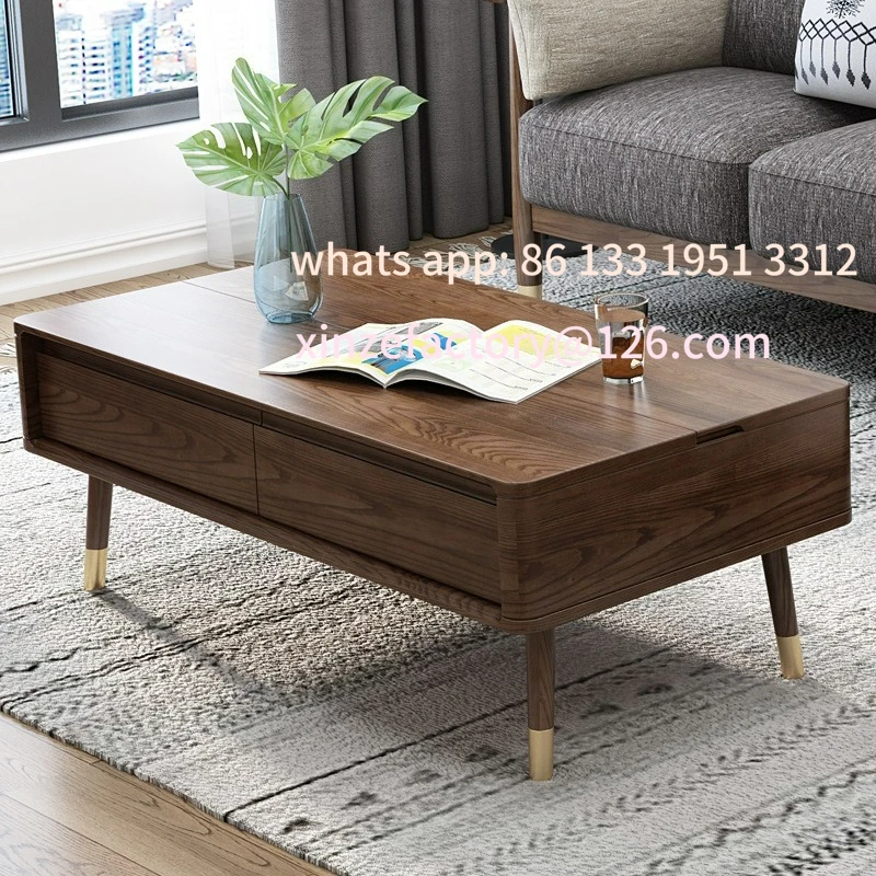 

Customizable solid wood multi-function folding dining table dual-purpose storage tea table