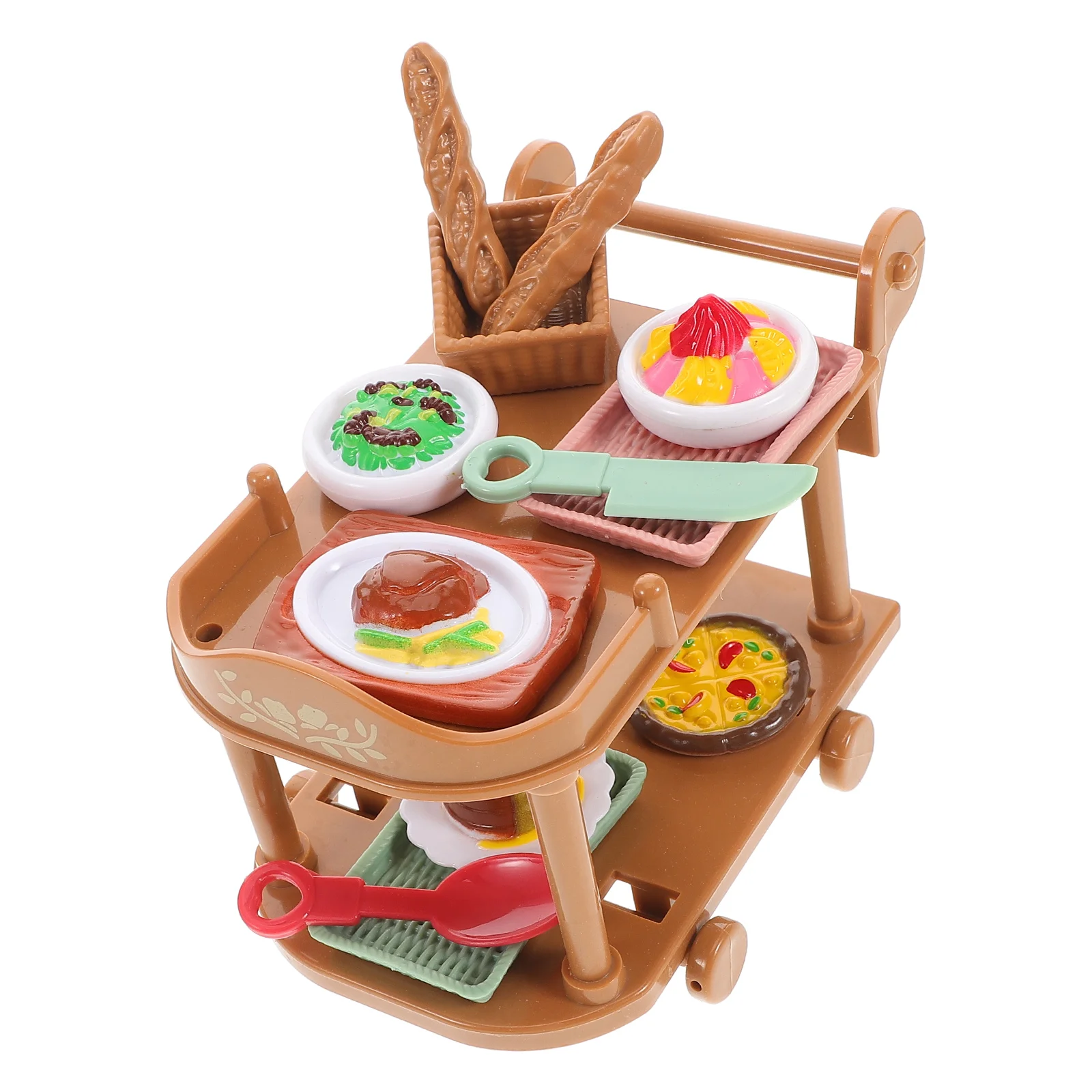 

Trolley Food Truck Simulated Dining Car Toy Toys for Girls Dollhouse Rolling Cart 1300X740X700CM Plastic Miniature Accessory