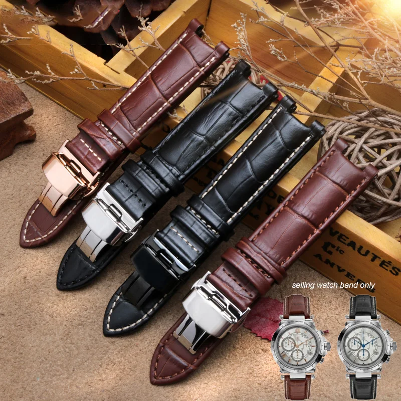 For GC Guess PASHA W3108/HPI004 Genuine leather watch strap 20*11mm 20*12mm 22*13mm concave strap butterfly buckle bracelet