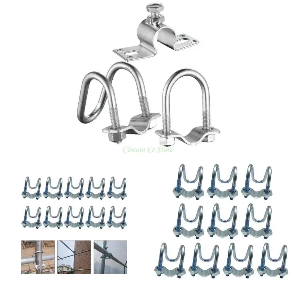 

X90F 10Pcs Crosses Pipe Clamp Double Screw Bolt Horizontal Vertical Connector