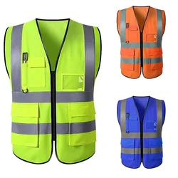 Gilet di sicurezza riflettente gilet di traffico multitasche di colore brillante gilet riflettente traspirante uniforme per minatori di carbone ferroviario