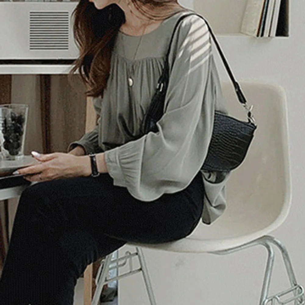 

Ideal For Summer Gatherings Loose Square Collar Women Chiffon Square Collar Top Casual Wear Lightweight Flowy Top