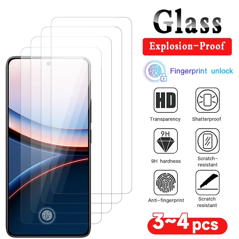 3/4PC Displayschutzfolie aus gehärtetem Glas für Xiaomi Poco X8 F8 F7 Pro Max Ultra Fingerabdruck-Entsperrung, kratzfeste Schutzfolie aus gehärtetem Glas