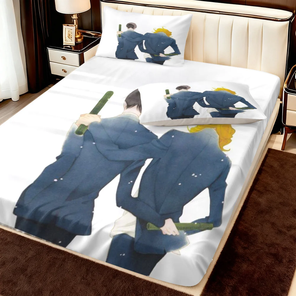 3-Piece Mattress Protector Set, 2D Flat Printed Fitted Sheet, Men's Blue Suit Design, Fitted Sheet Set, Home Bedroom Decoration, Holiday-Themed Fitted Sheet and Pillowcase, Mattress Protector, Stain-Resistant, Mattress Cover, Suitable for All Seasons, Machine Washable, Easy to Care For, Universal for Home Bedrooms, Essential for Dorms and Rentals, Master Bedroom and Guest Room Decoration, Dust-Proof and Stain-Resistant, High Elasticity, Fits Various Sizes