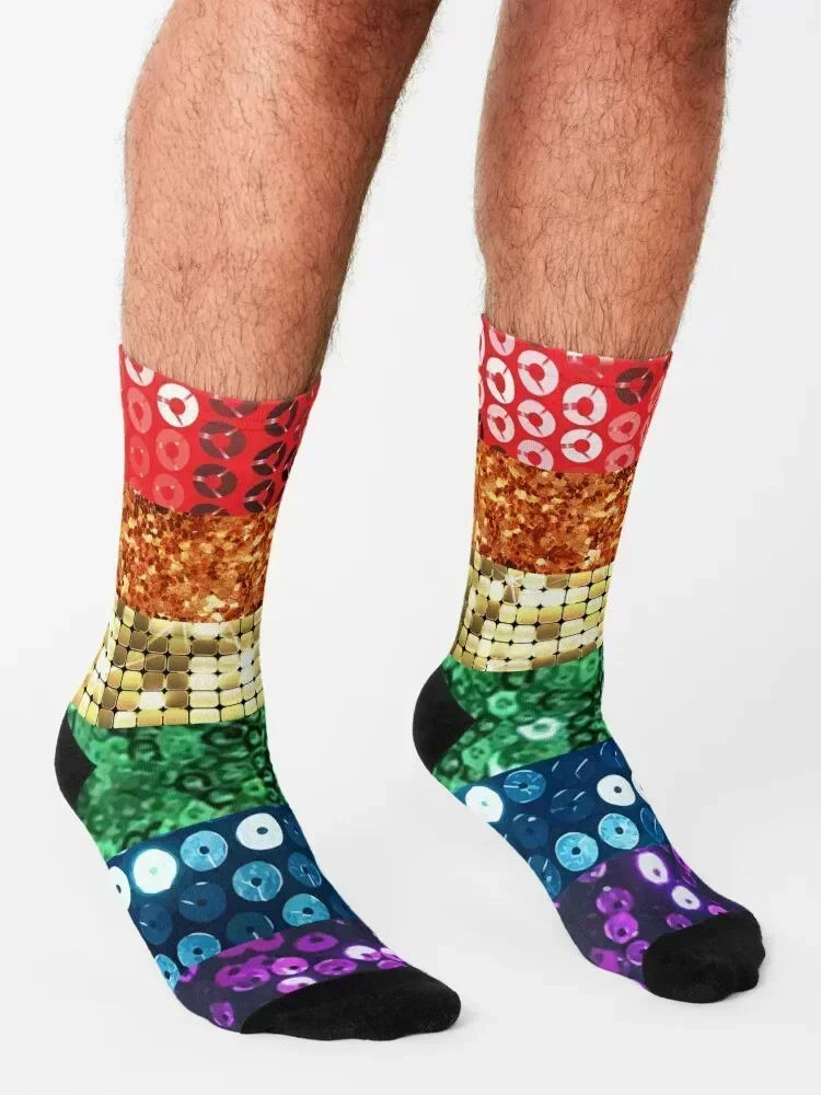 جوارب علم فخر مطبوعة بالترتر، جوارب كرة قدم ملونة للجري للأولاد للسيدات #3