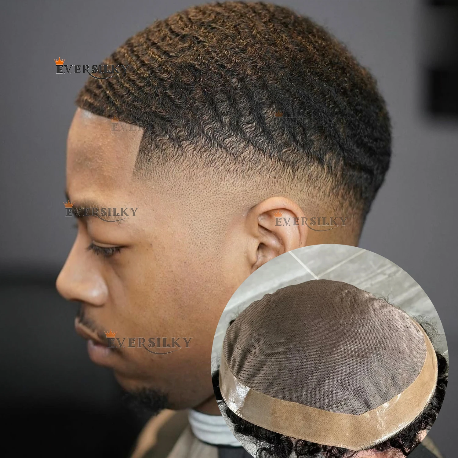 

8mm 15mm Deep Wave Curly Blonde Black Afro Mens Wig Human Hair Invisible Skin NPU& Mono Lace Male Toupee Replacement Prosthesis